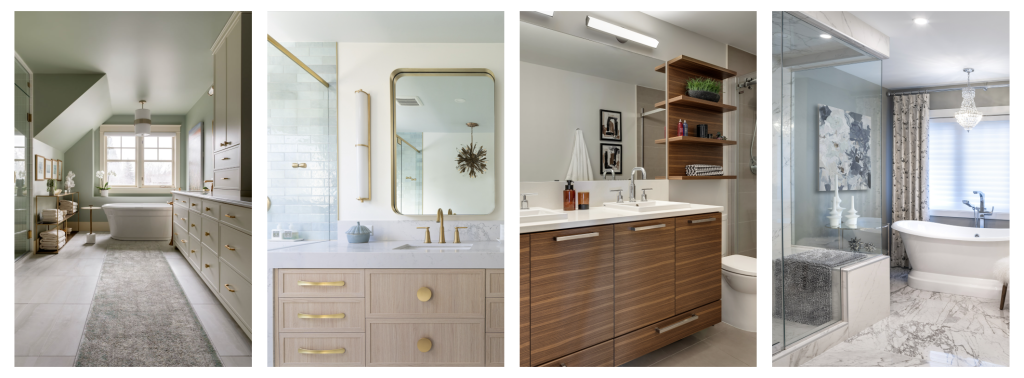 Examples of 4 different bathroom designs.