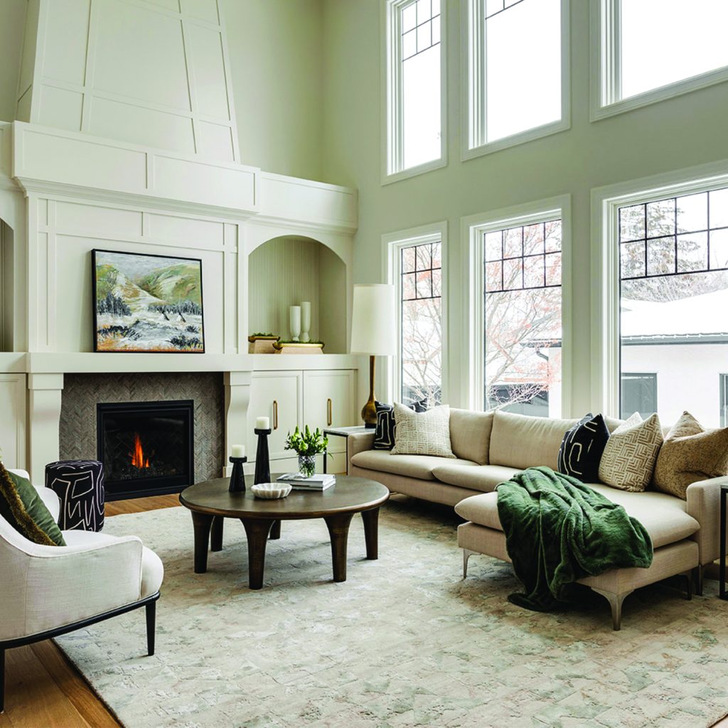 Custom rugs for a living room in a Calgary West Hillhurst home renovation.